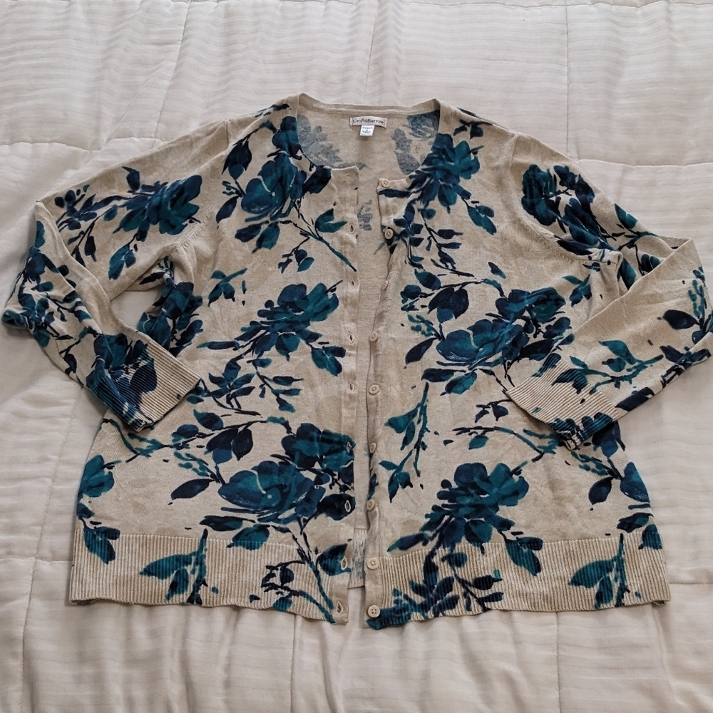 Croft & Barrow EUC Floral Lightweight Cardigan Sz 1X